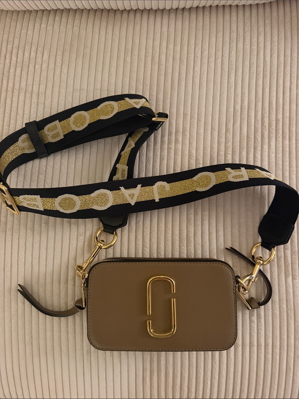 Marc Jacobs Crossbody Camera Bag in Tan with Gold Hardware